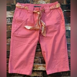 Liz Claiborne Audra Womens Size 4 Cotton Capris Dark Pink 28-30” Waist w/ Cuffs